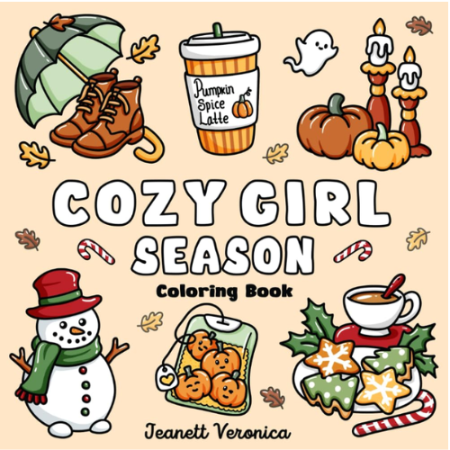 Cozy Girl Season: Bold and Easy Coloring Book for Adults & Teens, Featuring Fall, Halloween, and Christmas Designs