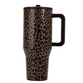 HydroJug - Insulated Tumbler with Handle & Straw Brown Leopard